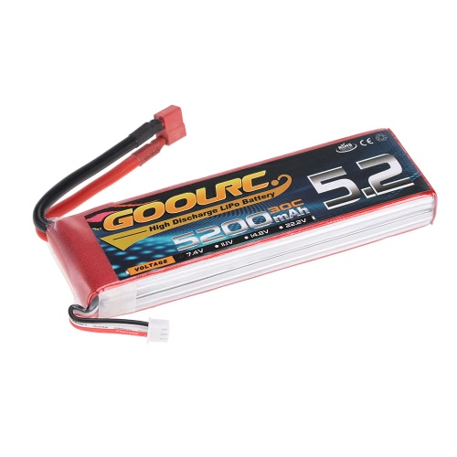 GoolRC 2S 7.4V 5200mAh 30C LiPo Battery with T Plug for RC Car Boat Truck