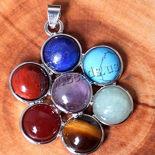 mini 7 chakra natural gem stone pendants reiki healing charm jewelry flower of life pendant necklace crystal accessories