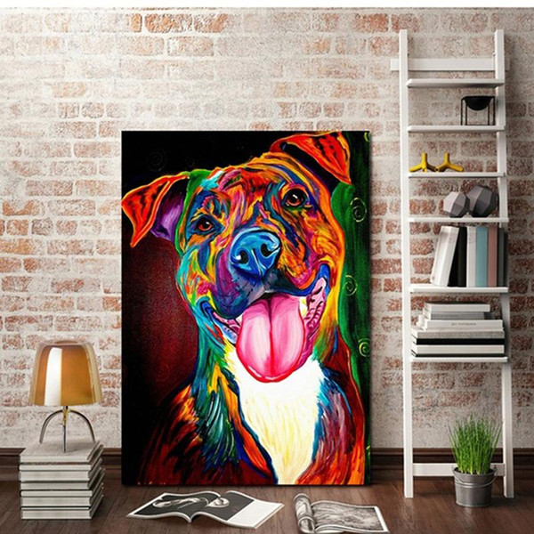 watercolor dog love life warm oil painting wall art pictures painting wall art for living room home decor (no frame)