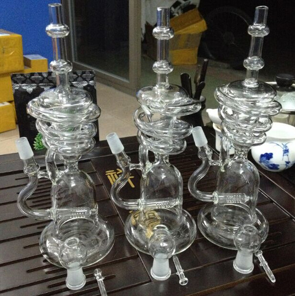 2016 hot awesome triple cyclone recycler inline glass Bongs arms heady dab oil rigs gear perc water pipes bowl quartz banger vortex recycler