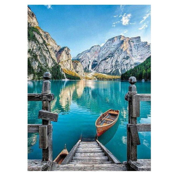 ween lake boat painting by numbers modern scenery diy digital wall art picture for home decor city bridge oil painting 40x50cm