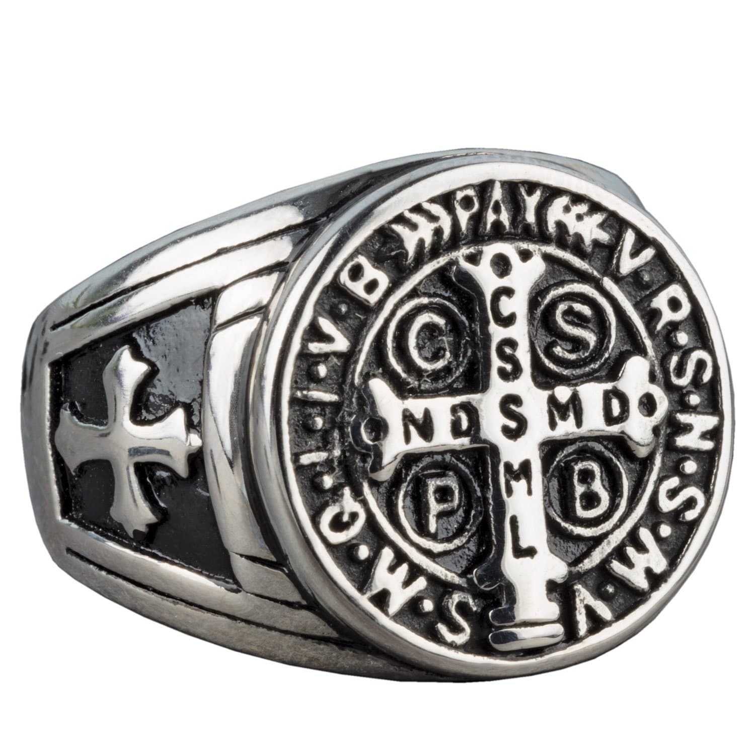 St Benedict Men's Steel Ring