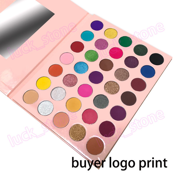 35 Bright Colors Matte Shimmer Eyeshadow Pallete Long lasting no logo pink white cardboard Eye Shadow Cosmetics accept buyer logo print