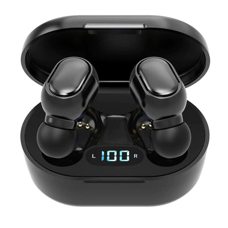 E7S TWS Wireless Earphones BT 5.0 EDR + Charging Case - Dark Black