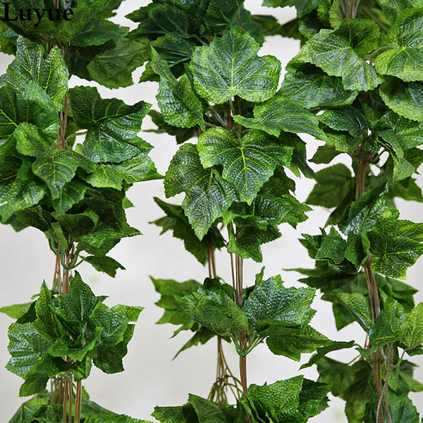 real artificial silk grape leaf garland faux vine ivy indoor /outdoor home decor wedding flower green christmas gift wholesale 20pcs