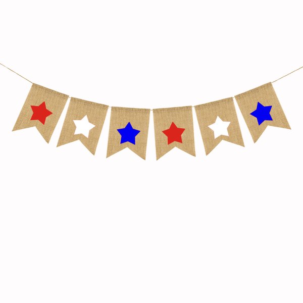 burgee flags Independence Days five-pointed star Swallowtail Banners American National Day String Flag Bunting Banner Party Decoration WMQ785
