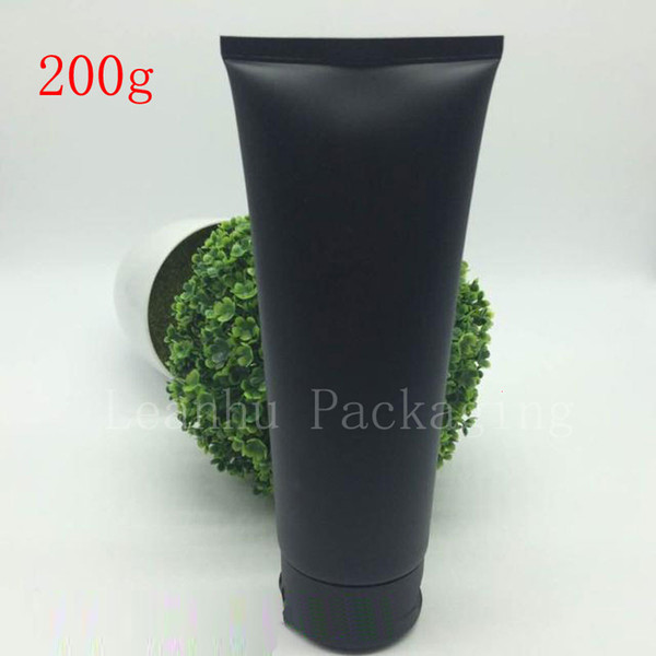 150G 200G Empty Black Soft Refillable Plastic Lotion Tubes Squeeze Cosmetic Packaging, Cream Tube Screw Lids Bottle Container