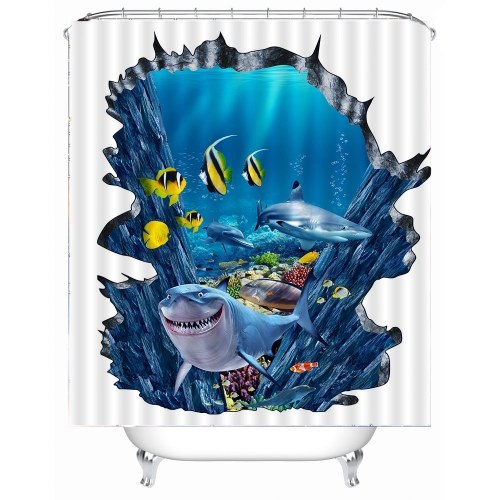 Simulation 3D Colourful Animals Waterproof Shower Curtain Drapes of Bathroom Toilet with Hooks